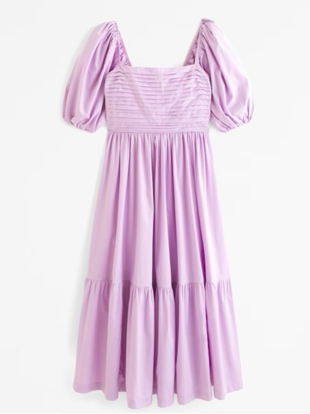 Abercrombie Emerson Poplin Puff-Sleeve Midi Dress Pink XS Tall - Picture 2 of 6
